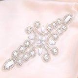 Rhinestone Bridal Applique Silver Double Swirl