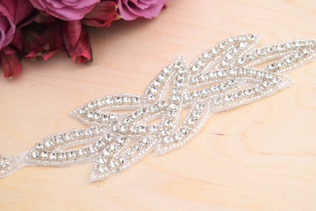 Rhinestone Applique Trim Silver Heat Transfer