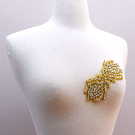Rhinestone Bow Applique Gold