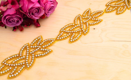 Gold Rhinestone Iron-On Applique