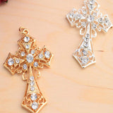 Rhinestone Cross Charm Gold Silver