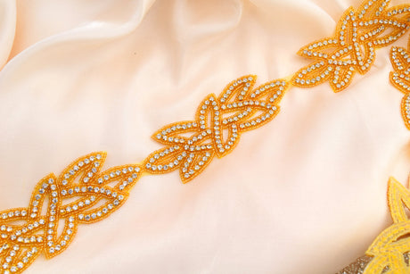Gold Rhinestone Iron-On Applique
