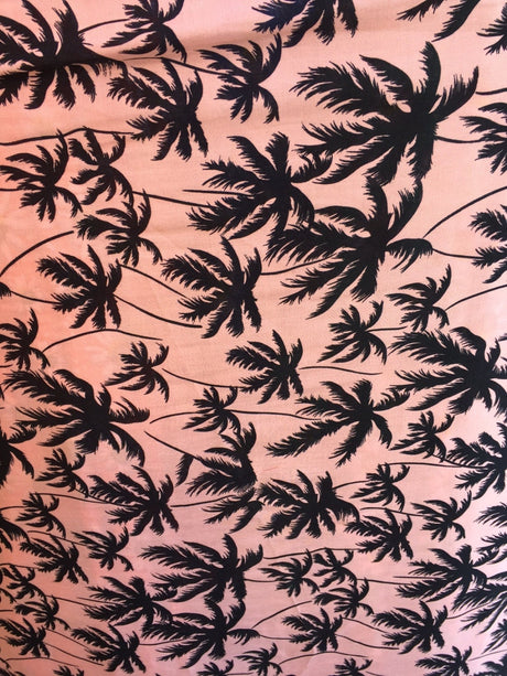 Rayon Challis Palm Trees on Tuscan Pink