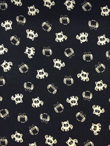 Rayon Challis Owl Print Navy Blue