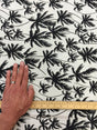 Rayon Challis Off-White Black Palm Trees