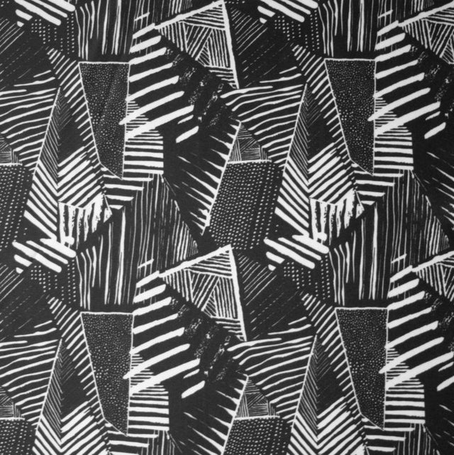 Swim Knit Nylon Lycra Black Triangle Print