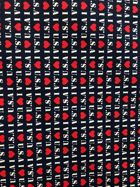 I Love USA 100 Percent Cotton Fabric - Small Flags, Sunglasses Flags, 58" Width (1 Yard)