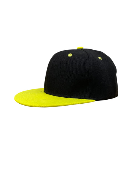 Panel Caps 6204 Cotton Twill Fabric - Black/Yellow, Structured 6-Panel, Low-Profile, Snapback Adjustable, One Size