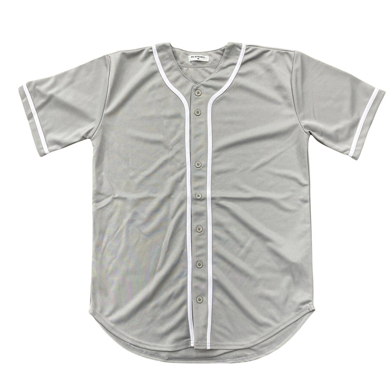 Baseball Jersey 100 Percent Polyester Fabric - Grey Button Down Jersey (1 Piece)