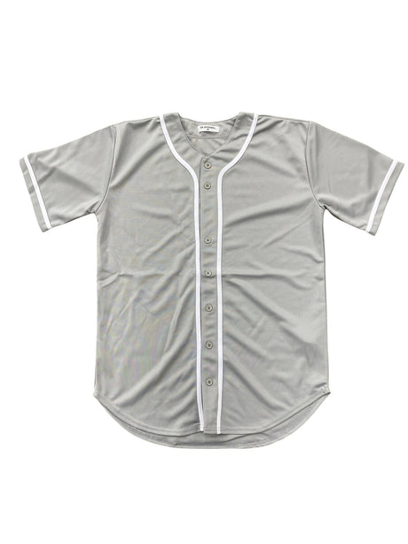 Baseball Jersey 100 Percent Polyester Fabric - Grey Button Down Jersey (1 Piece)