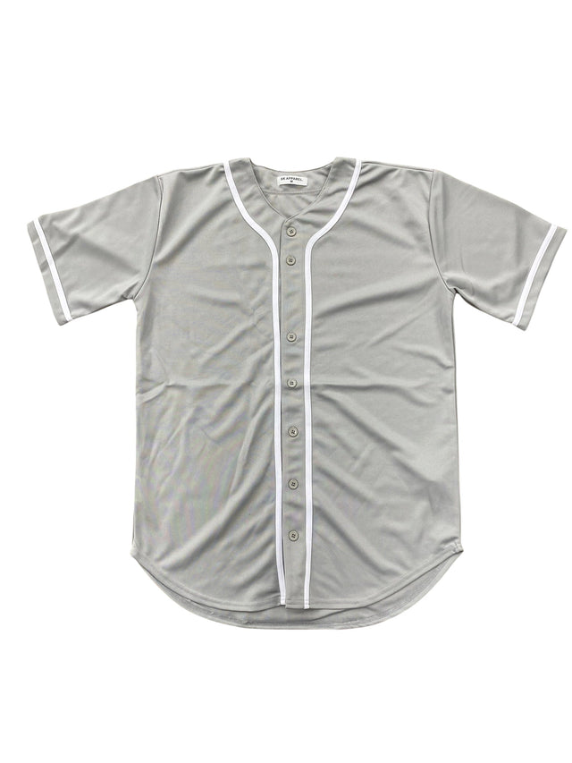 Baseball Jersey 100 Percent Polyester Fabric - Grey Button Down Jersey (1 Piece)