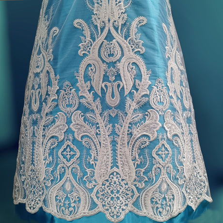 1 Yard Beaded Lace Fabric Embroidered on 100% Polyester Net Mesh – 50" Wide