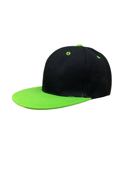 Panel Caps 6204 Cotton Twill Fabric - Black/Neon Green, Structured 6-Panel, Low-Profile, Snapback Adjustable, One Size (1 Cap)