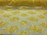 Sequin Lace Fabric With Embroideries On Mesh - 100 Percent Polyester Fabric, Double Scalloped Floral Lace, 51" Width (1 Yard)