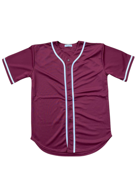 Baseball Jersey 100 Percent Polyester Fabric - Maroon, Button Down Jersey (1 Piece)