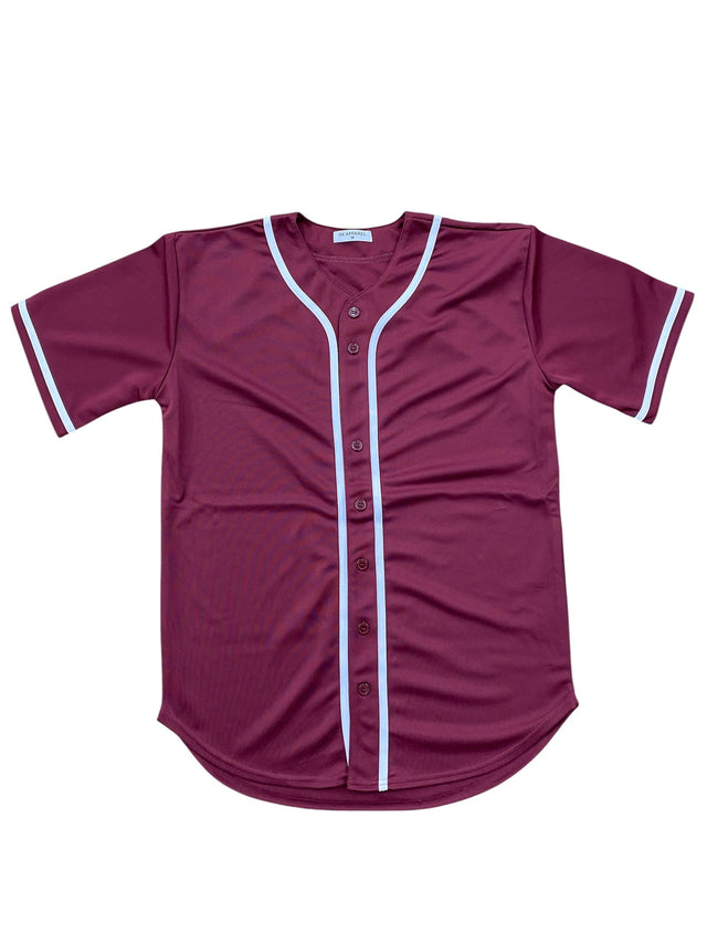 Baseball Jersey 100 Percent Polyester Fabric - Maroon, Button Down Jersey (1 Piece)