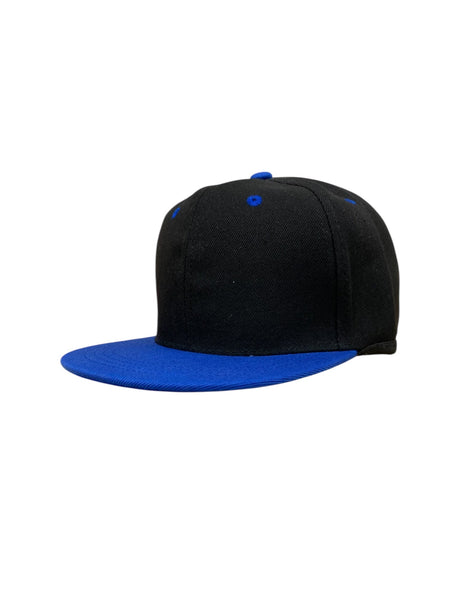 Panel Caps 6204 Cotton Twill Fabric - Black/Royal Blue, Structured 6-Panel, Low-Profile, Snapback Adjustable, One Size (1 Unit)