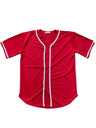 Baseball Jersey 100 Percent Polyester Fabric - Red Button Down, Comfortable Fit (1 Piece)