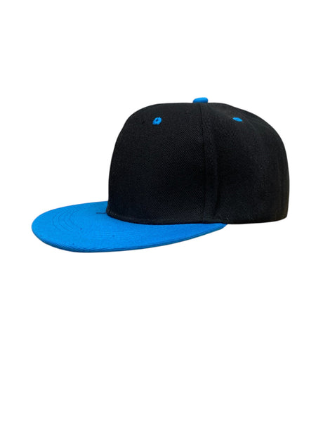 Panel Caps 6204 Cotton Twill Fabric - Black/Teal, Structured 6-Panel, Low-Profile, Pro-Model, Snapback Adjustable (One Size)