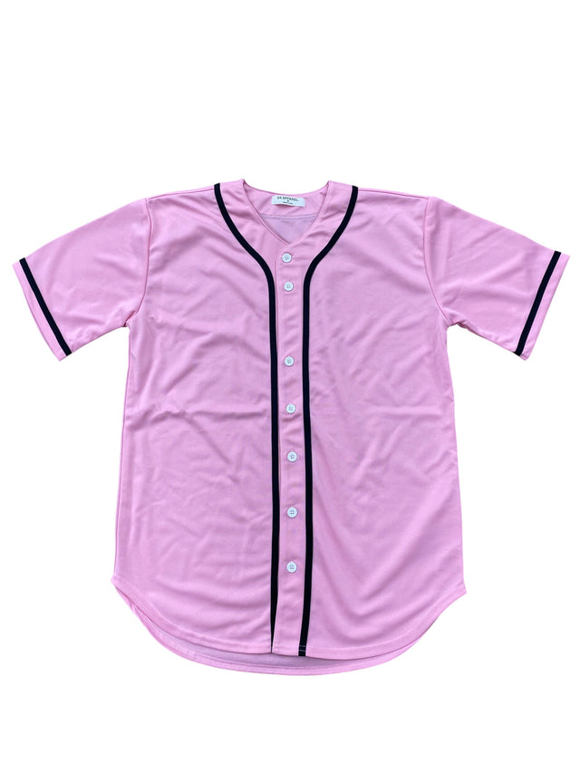 Baseball Jersey 100 Percent Polyester Fabric - Pink Button Down Jersey (1 Piece)
