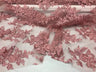 Sequin Lace Fabric With Embroideries On Mesh - 100 Percent Polyester Fabric, Double Scalloped Floral Lace, 51" Width (1 Yard)