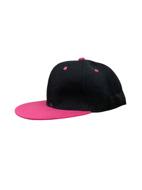 Panel Caps 6204 Cotton Twill Fabric - Black/Hot Pink, Structured 6-Panel, Low-Profile, Snapback Adjustable (One Size)