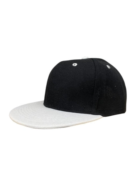 Panel Caps 6204 Cotton Twill Fabric - Black/White, Structured 6-Panel, Low-Profile, Pro-Model, Snapback Adjustable, One Size