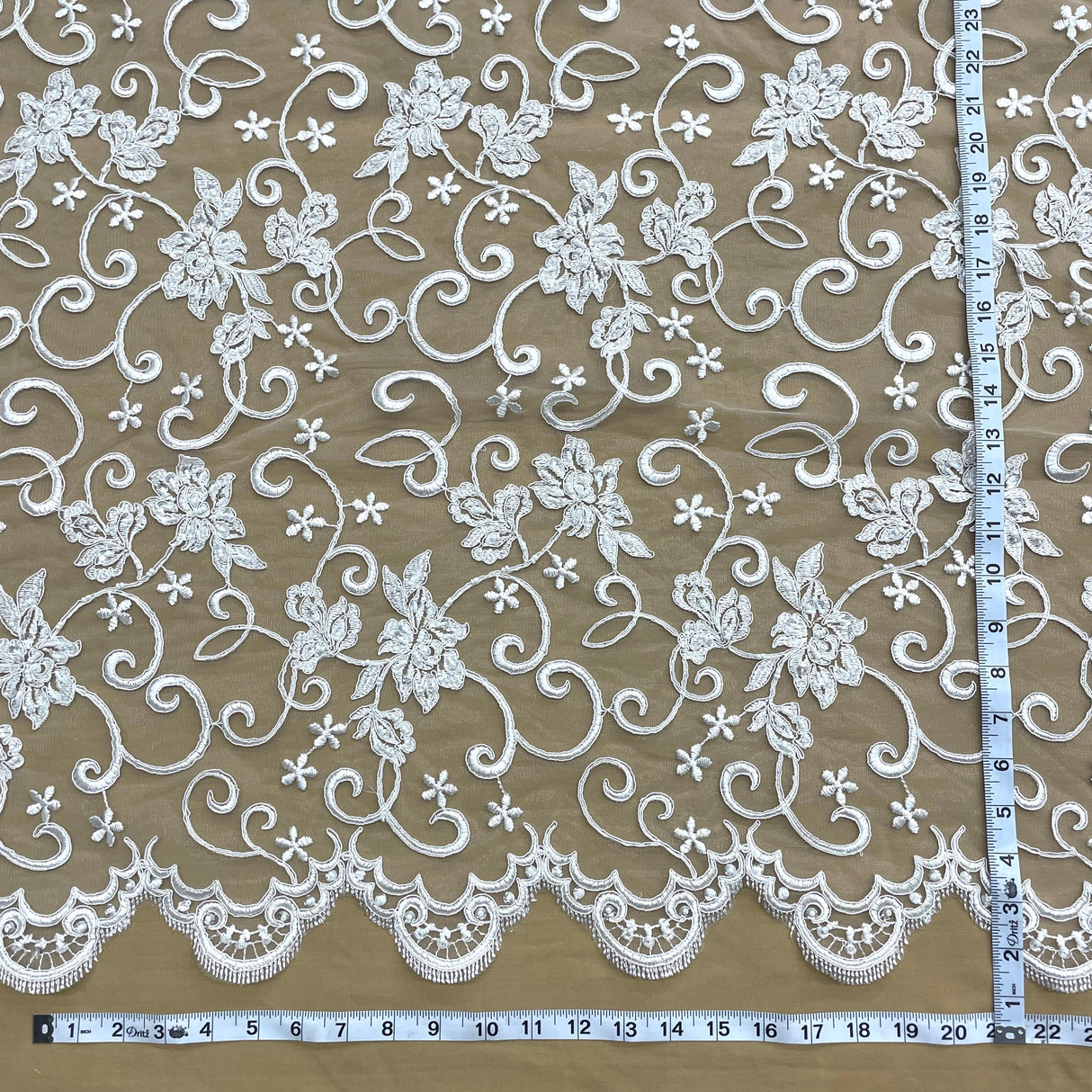 Beaded Corded Bridal Lace Mesh