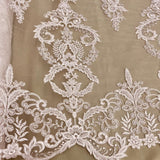 Beaded Corded Bridal Lace Fabric 51" White Ivory