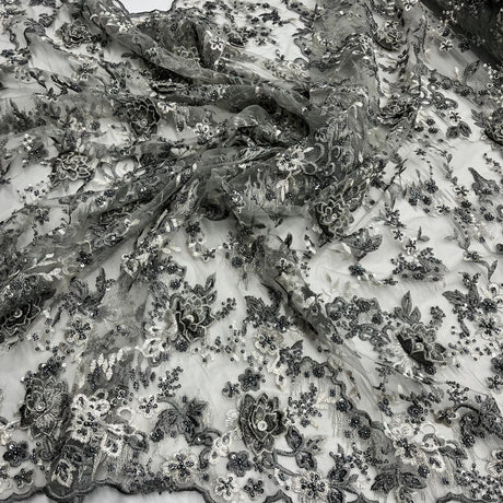3D Floral Beaded Lace Mesh