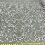 Beaded Lace Fabric on Polyester Net Mesh