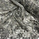 1 Yard Beaded Rhinestone 3D Floral Lace Fabric Embroidered 100 Percent Polyester Net Mesh 50 inch Width