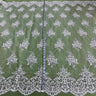 1 Yard Glamorous Beaded and Corded Lace Fabric Embroidered on 100% Polyester Net Mesh White