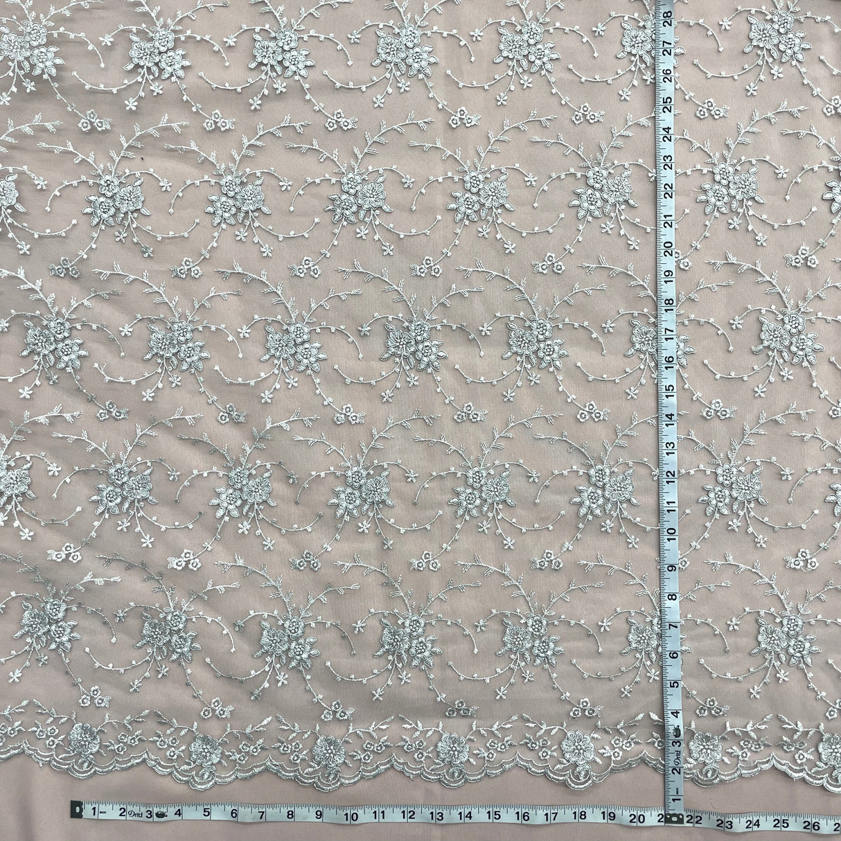 Corded Bridal Lace Fabric 100% Polyester Net Mesh 52"