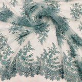 Beaded 3D Floral Lace Fabric Pistachio 52"