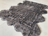 Renne Area Rug Bed Cover Collection Faux Fur Fabric - White, Tip Dye Gray, Animal Shape, 5' X 8', 2' X 6', 2' X 3' (1 Unit)