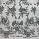 Beaded Lace Fabric on Polyester Net Mesh 54"