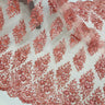 Beaded Embroidered Lace Mesh Coral