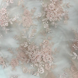 1 Yard Corded Bridal Lace Fabric Embroidered 100 Percent Polyester Net Mesh 50 inch Width