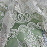 1 Yard Ivory with Silver Beaded and Corded Bridal Lace Fabric on Polyester Net Mesh 51 Inch Width