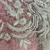 Beaded Lace Fabric on Polyester Net Mesh 56"