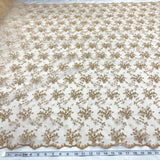 Beaded Lace Fabric on Polyester Net Mesh 53"