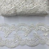 Corded Lace Trim 5" Embroidered Net Mesh