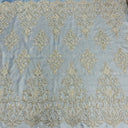 Beaded Corded Bridal Lace Polyester Fabric - Embroidered Net Mesh, White, Ivory, Silver, Gold, 56" Wide (1 Yard)