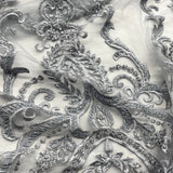 Beaded Lace Fabric on Polyester Net Mesh 54"