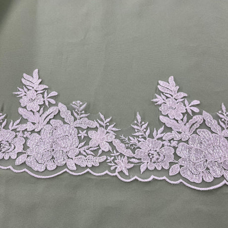 Beaded Corded Floral Lace Trim 6.5"