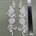 Beaded Corded Lace Applique on Polyester Organza