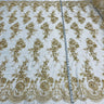 Beaded Corded Bridal Lace Ivory Mesh
