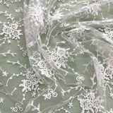 Corded Bridal Lace Fabric Ivory Mesh