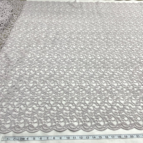 ML-Guipure-Blush 100 Percent Polyester Net Mesh Lace Fabric - Embroidered Floral, Blush, 55" Width (1 Yard)